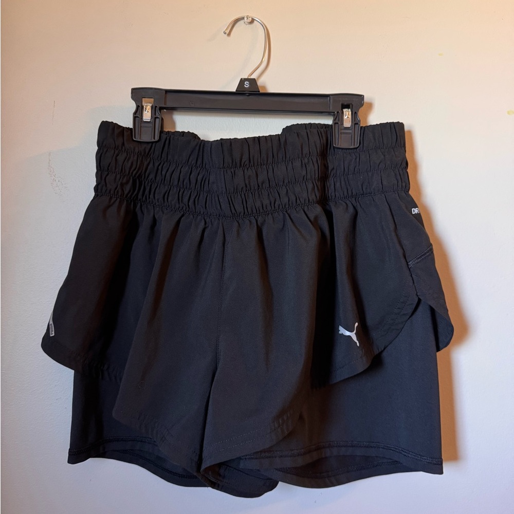 Puma Black Athletic Shorts with Elastic Waistband